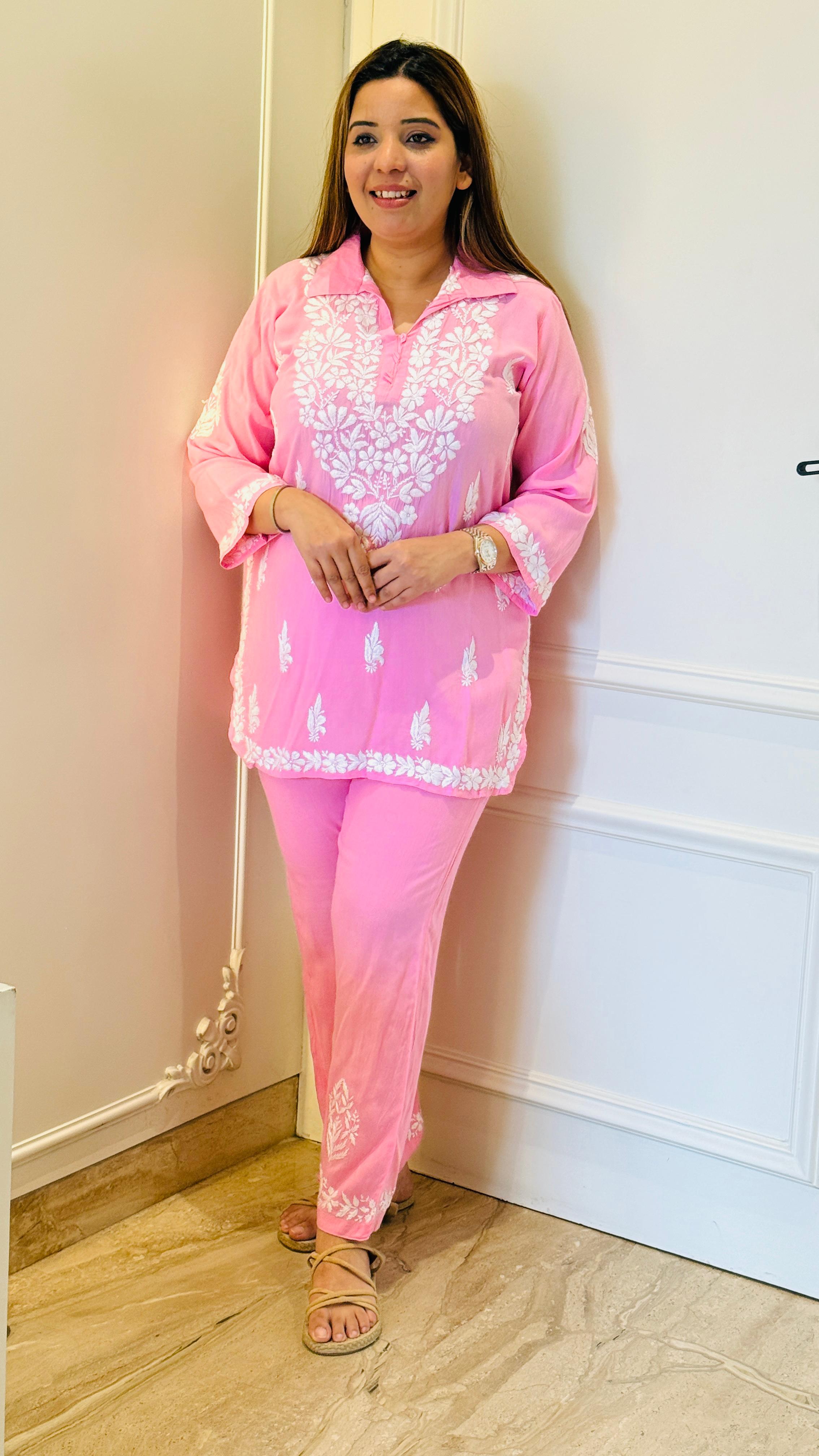 Blue, Red, Pink, Beige, Yellow & Green Royal Lakhnavi Co-ord Set